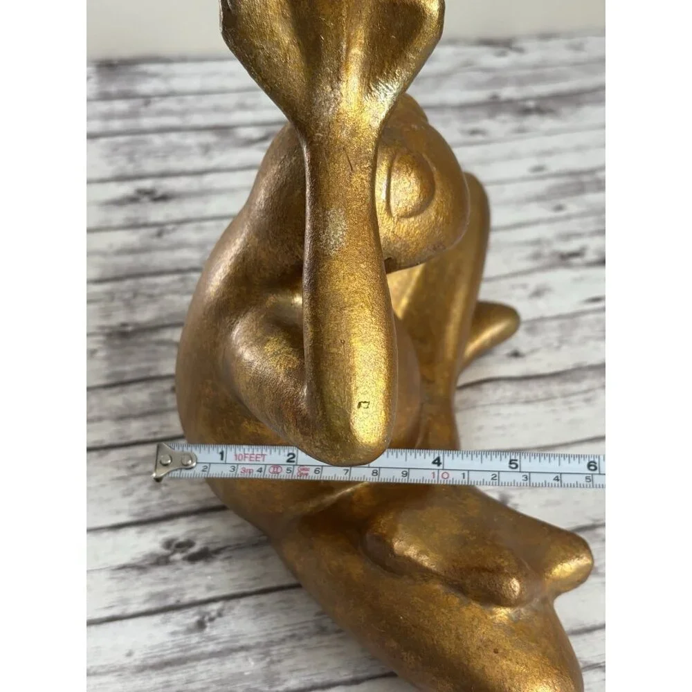 Pier 1 Gold Yoga Frog Statue Figure Zen 10x11” Heavy Garden Decor
